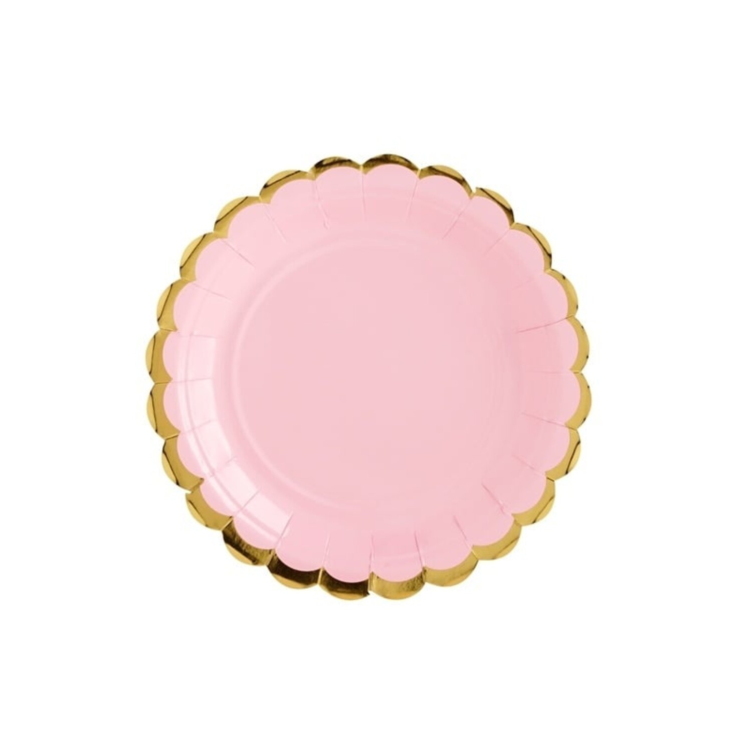 Assiettes rose pâle en carton doré 18cm 6pcs - Partywinkel
