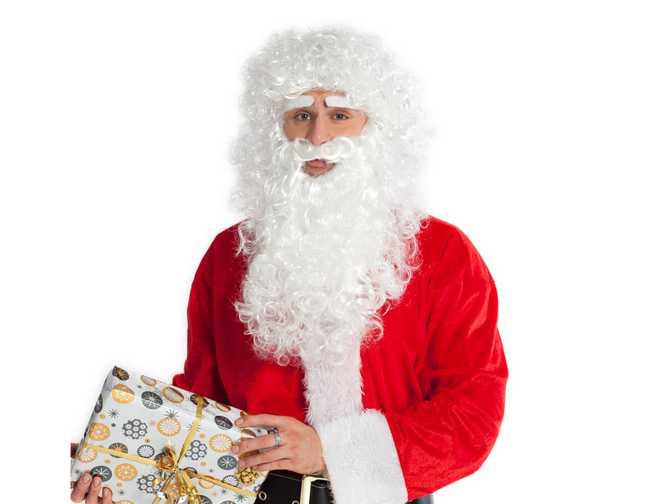 Perruque Père Noël Complète Avec Barbe Et Sourcils – Déguisement Saint-Nicolas, Noël, Carnaval