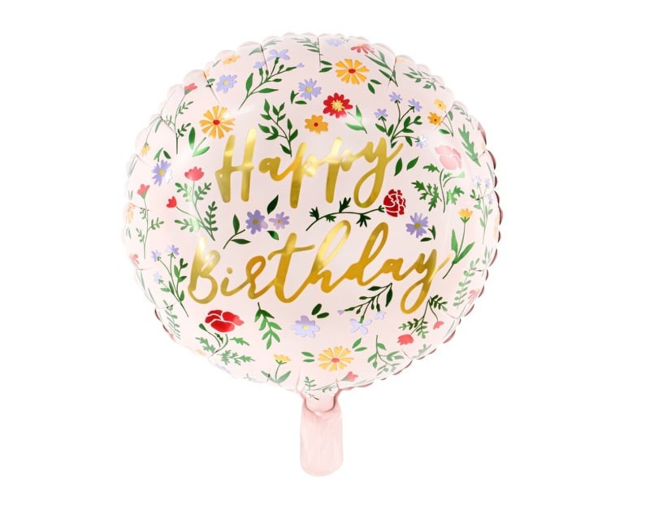 Ballon métallique “Happy Birthday” - Fleurs - 45 cm