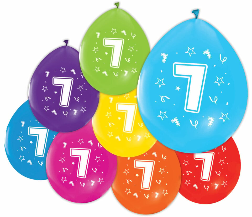 Ballons 7 ans Happy 7th 33cm 6pcs - Partywinkel