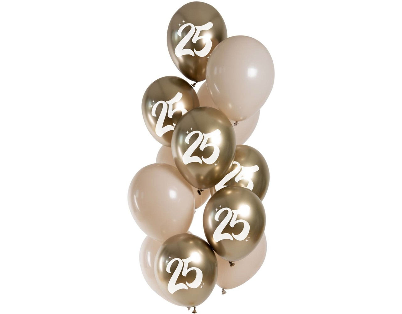 Ballons dorés 25 ans chromés 33cm 12pcs - Partywinkel