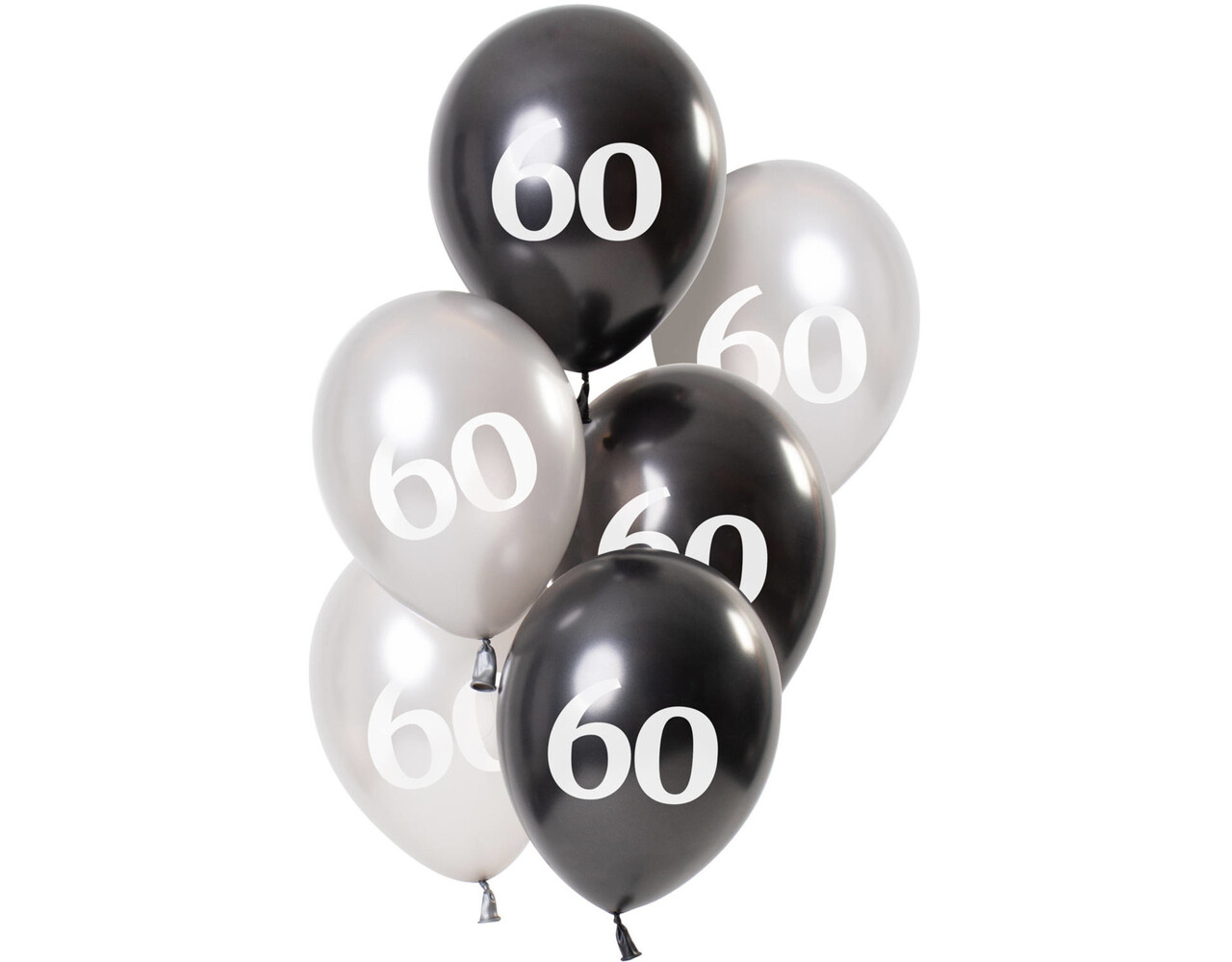 Globos 60 Años Negro 23cm 6pcs - Partywinkel