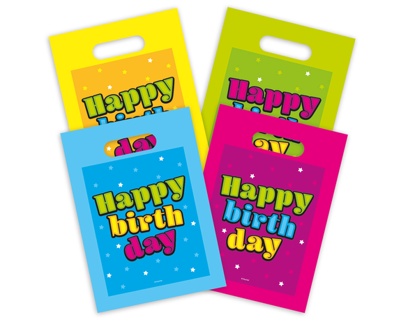 Bolsas para compartir Feliz Cumpleaños de colores 8 unid