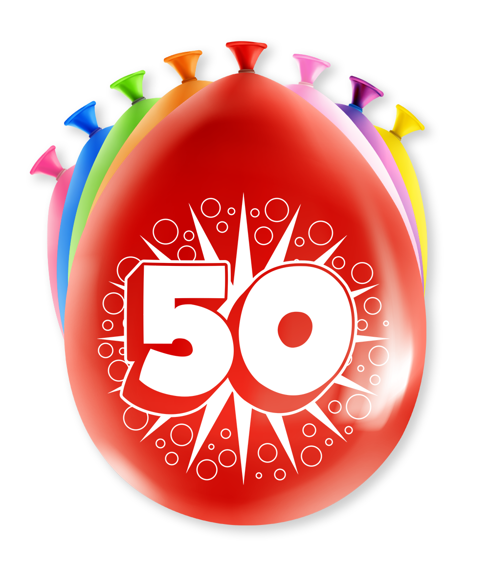 Globos 50 Años Feliz Cumpleaños 27.5cm 6pcs - Partywinkel