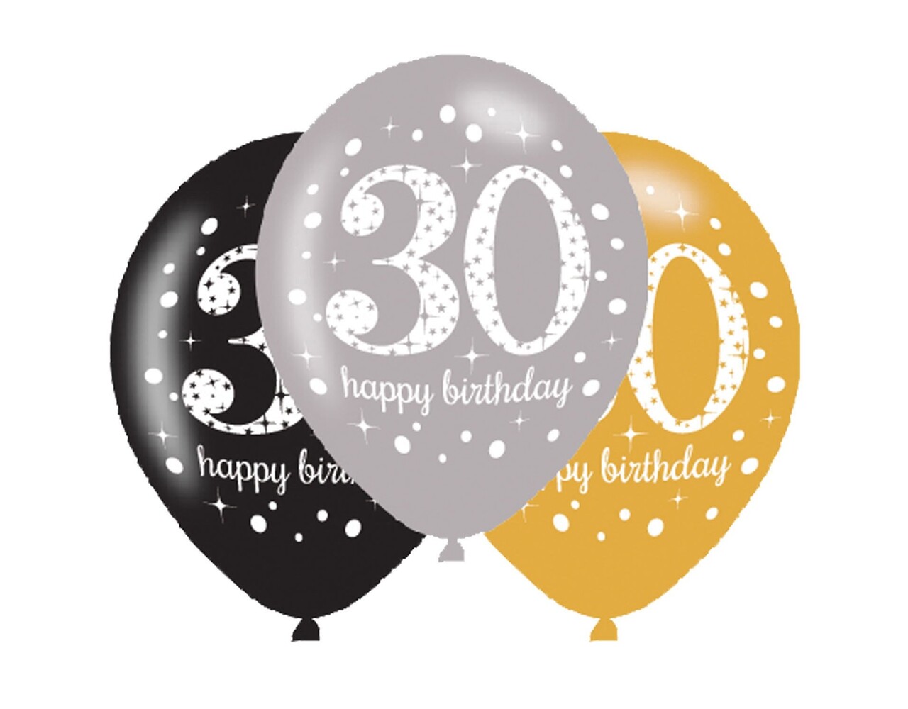 Globos 30 Años Feliz Cumpleaños 27.5cm 6pcs - Partywinkel