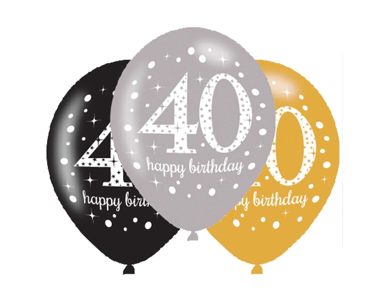 Globos 40 Años Feliz Cumpleaños 27.5cm 6pcs - Partywinkel