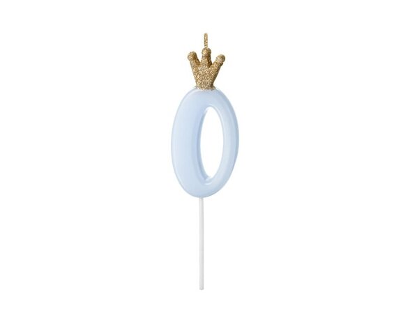 Vela cumpleaños 1 con corona, azul claro, 9,5 cm