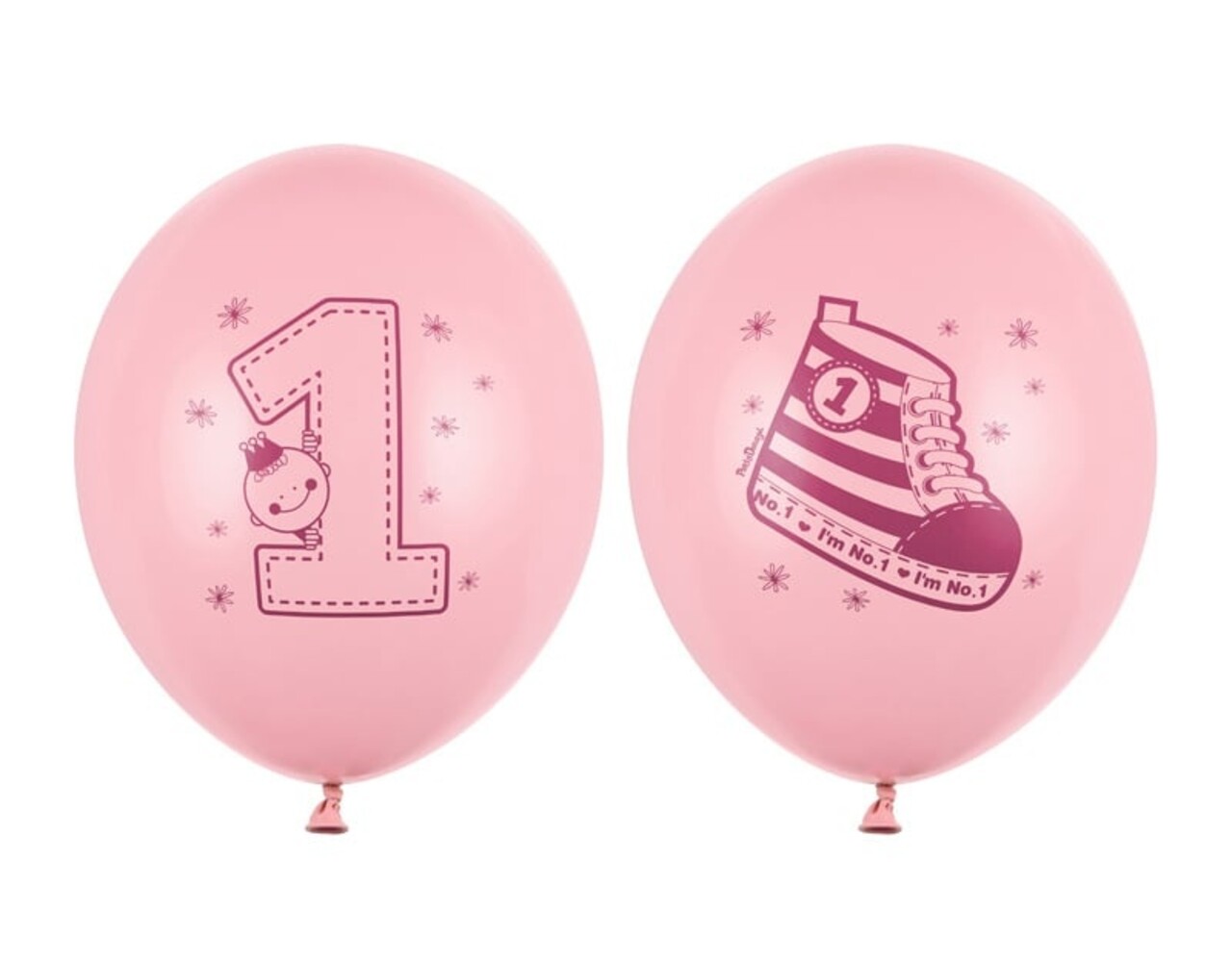 Globos 1 Año Rosa 30cm 6pcs - Partywinkel