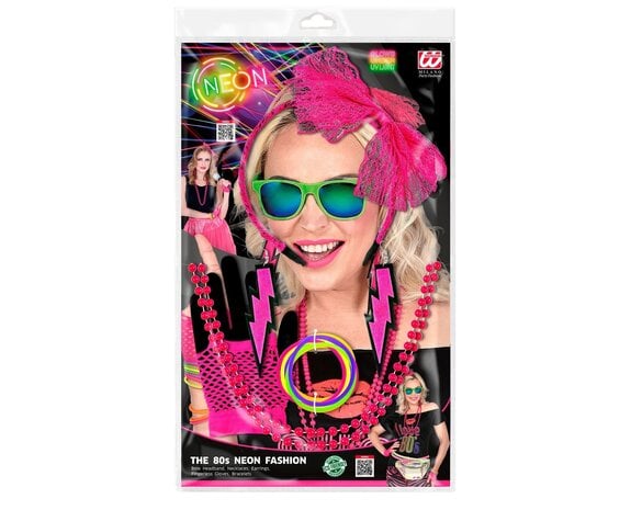 Accesorios de moda años 80, rosa neón - Partywinkel