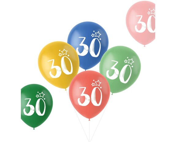 Palloncini 30 anni colorati 33cm 6pz - Partywinkel