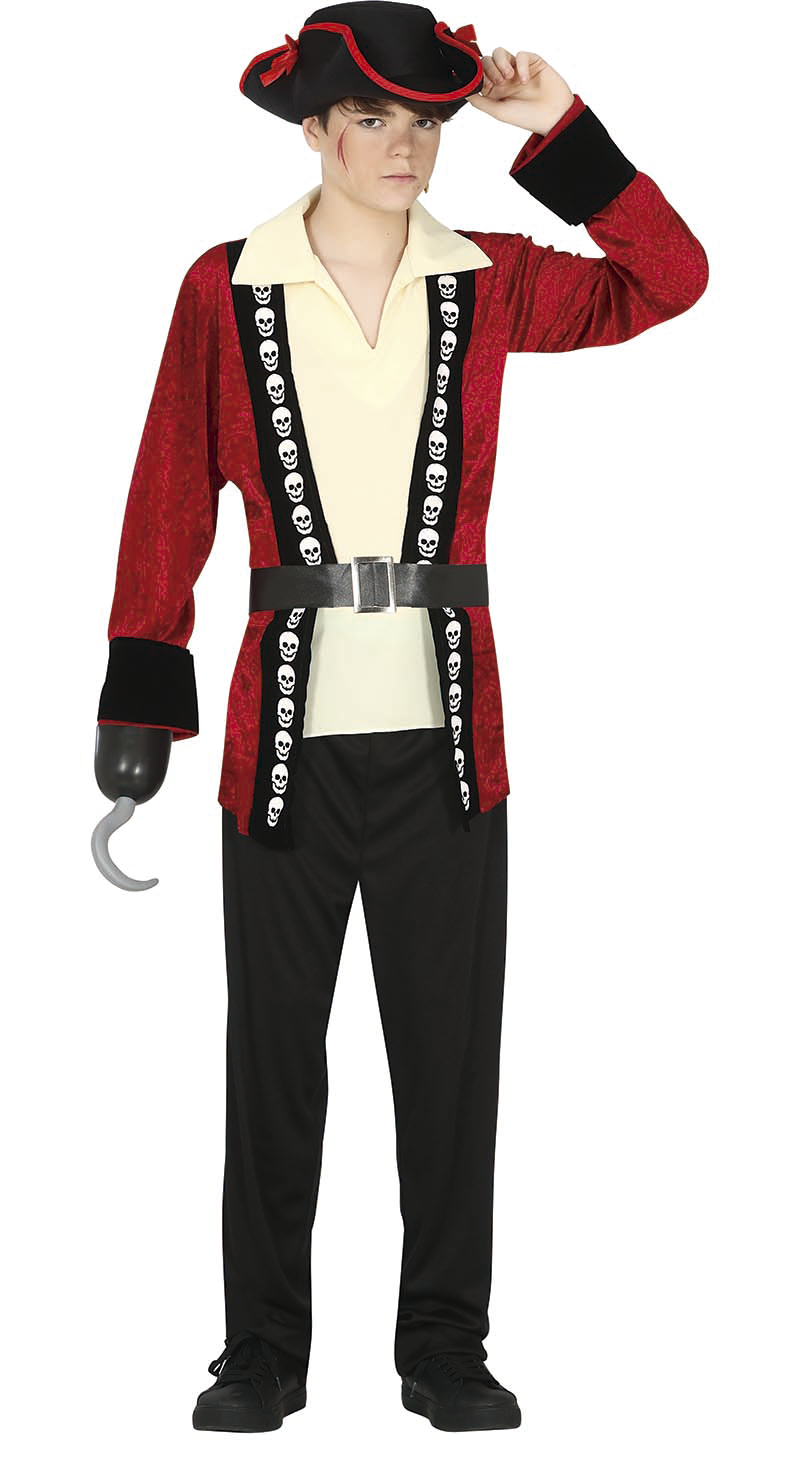 Costume Capitan Bing Pirata Rosso Verde Nero Bambino