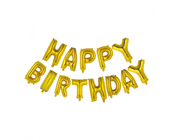 Set di palloncini a forma di lettera Buon Compleanno Oro - Partywinkel