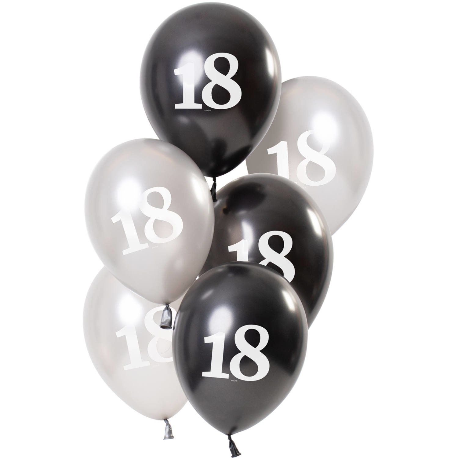 6 Palloncini 18 anni bianchi e neri 30 cm SB14P-246-000-6