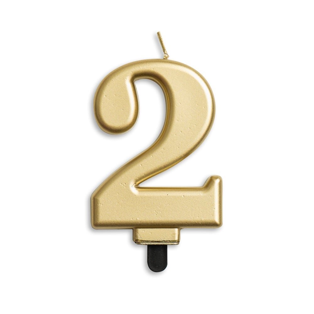 Candela 2 anni oro metallizzato 8 cm - Partywinkel