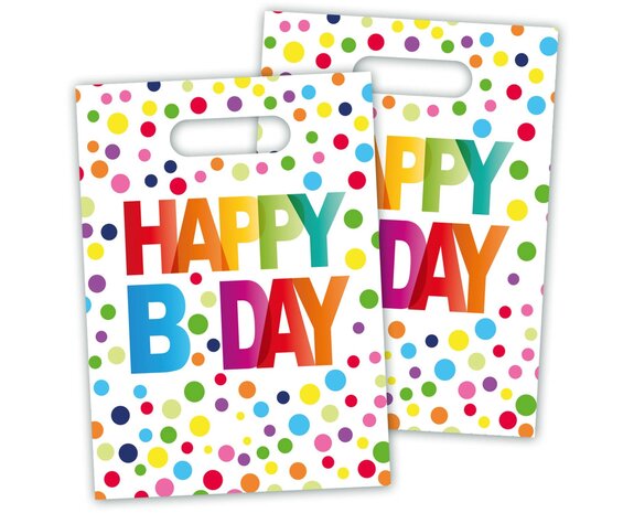 Sacchetti di condivisione di buon compleanno colorati 8pz - Partywinkel