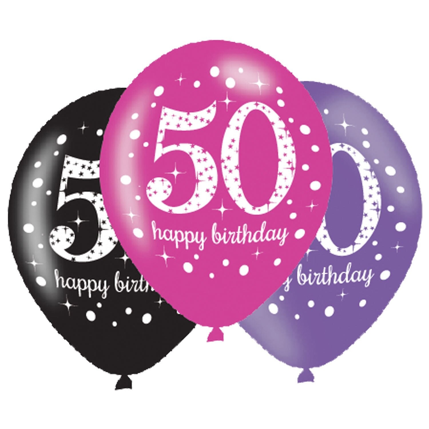 Palloncini 50 anni Buon Compleanno Rosa 27,5 cm 6 pz. - Partywinkel