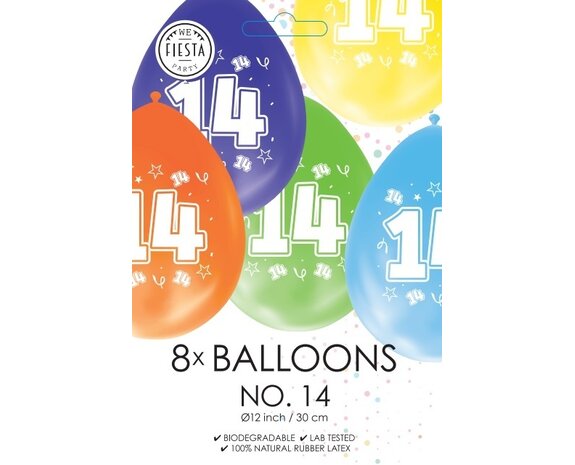 Palloncini colorati 14 anni 30 cm 8 pezzi - Partywinkel