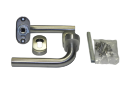 Deurkruk met rozetten - Gebogen model 3 - RVS