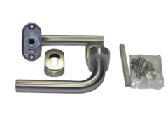Deurkruk met rozetten - Gebogen model 3 - RVS