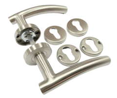 Deurkruk met rozetten - Gebogen model 2 - RVS