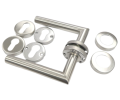 Deurkruk met rozetten - Recht model 1 - RVS