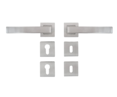 Deurkruk met rozetten - Recht model (vierkant) - RVS