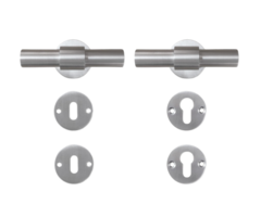Deurkruk met rozetten - T-model - RVS