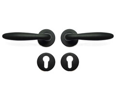 Deurkruk met rozetten - gebogen model 4 - Zwarte structuurcoating