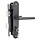 Poortslot set 72x165mm met cilinder - afgerond schild + rechte kruk zwart