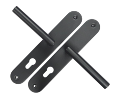 Deurschild en deurkruk - 72mm (afgerond) - Zwarte structuurcoating