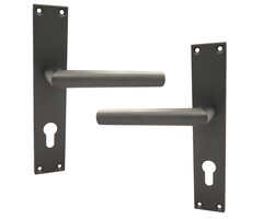 Deurschild en deurkruk - 72mm - Zwarte structuurcoating