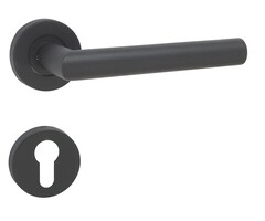 Deurkruk met rozetten - Recht model 1 - Zwarte structuurcoating