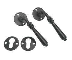 Deurkruk met rozetten - Rustiek 2 - Zwart gepoedercoat