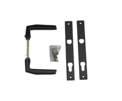 Deurschild en deurkruk - 85mm - Zwart gepoedercoat