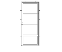 Stalen draaideur 875x2110mm rechts, 3-vaks met onderpaneel, zwart