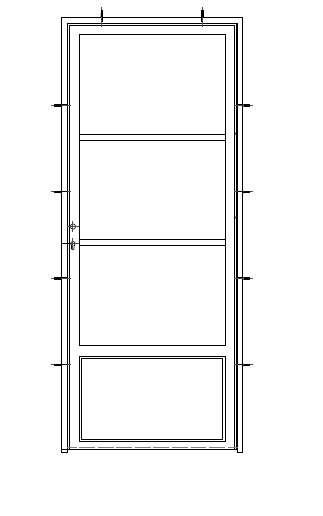 Stalen draaideur 875x2110mm rechts, 3-vaks met onderpaneel, zwart