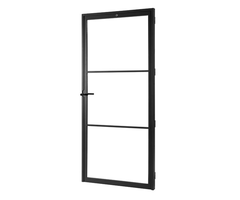 Stalen draaideur - 875x2110mm (3-vaks) [Rechts] - Zwart gepoedercoat