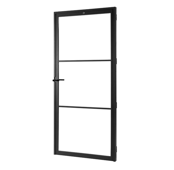 Stalen draaideur 875x2110mm rechts draaiend 3-vaks zwart gepoedercoat