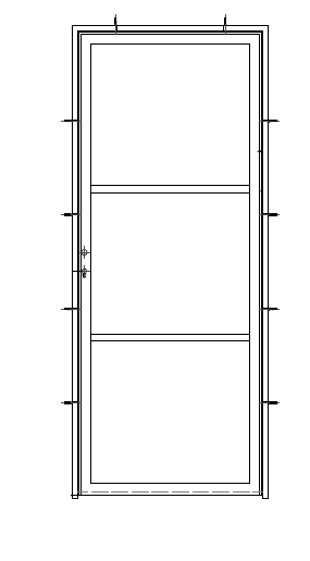 Stalen draaideur 875x2110mm links draaiend, 3-vaks, zwart