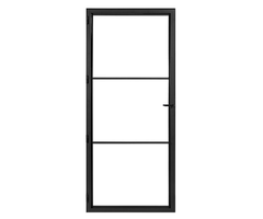 Stalen draaideur - 875x2110mm (3-vaks) [Links] - Zwart gepoedercoat