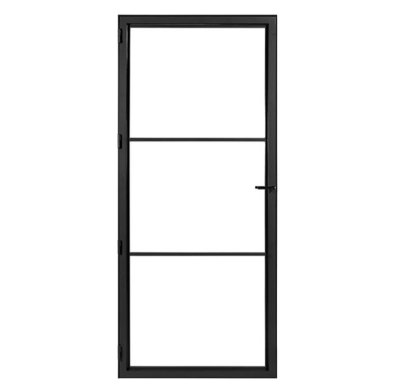 Stalen draaideur 875x2110mm links draaiend, 3-vaks, zwart
