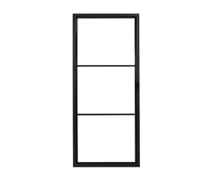 Stalen schuifdeur 957x2095 mm, 3-vaks met gehard glas, zwart