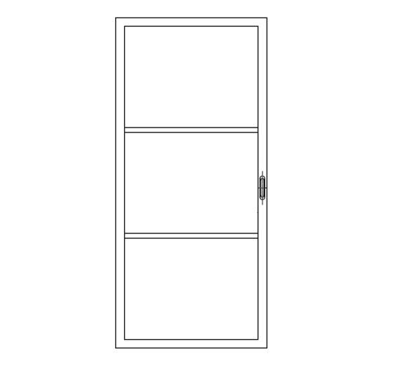 Stalen schuifdeur 957x2095mm, 3-vaks met gehard glas, zwart gepoedercoat