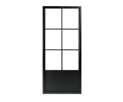 Stalen schuifdeur 957x2095mm zwart gepoedercoat, 6-vaks met paneel