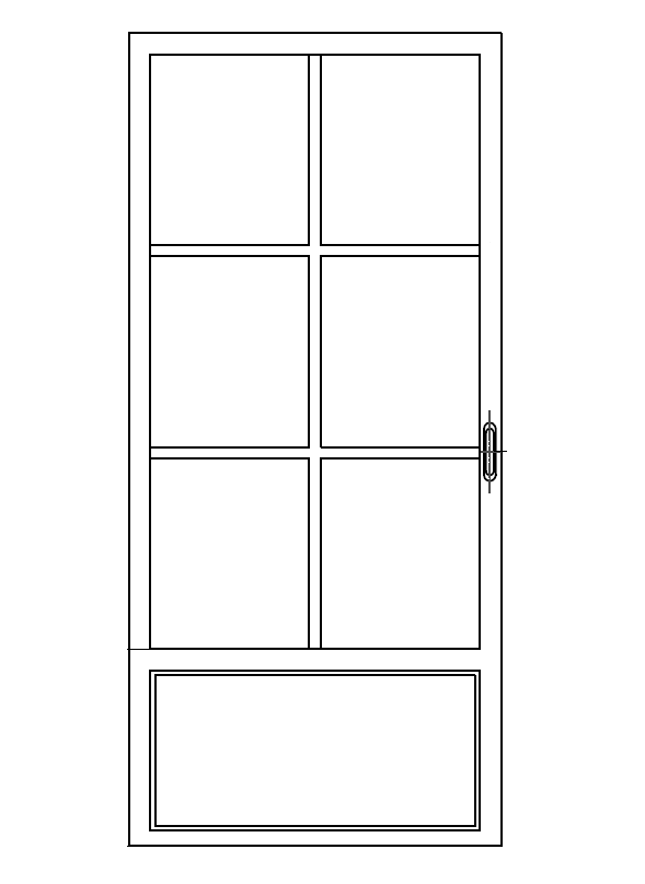 Stalen schuifdeur 957x2095mm zwart gepoedercoat, 6-vaks met paneel