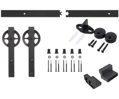 Schuifdeurbeslag - Recht model (grote wielen) - Zwart gepoedercoat