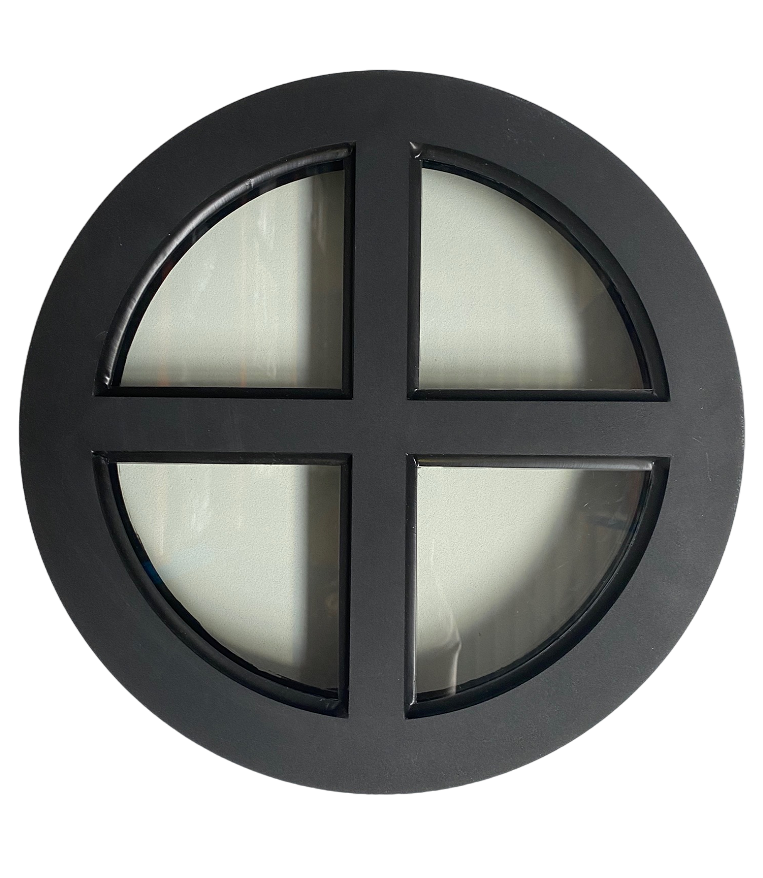 Rond stalen raam - Ø40cm (vast) - Zwarte structuurcoating dubbel glas