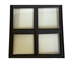 Stalen raam - 500x500 (open) - Zwarte structuurcoating dubbel glas