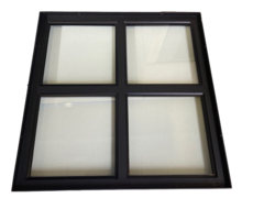 Stalen raam - 500x500 (vast) - Zwarte structuurcoating dubbel glas