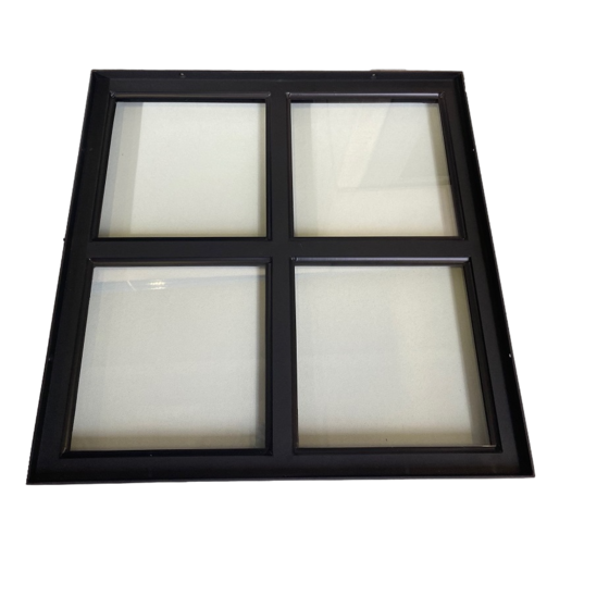 Vast stalen raam 500x500 mm zwart gecoat met dubbel glas